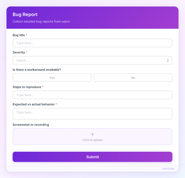 Bug Report preview
