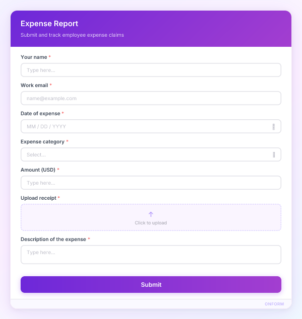 Expense Report preview