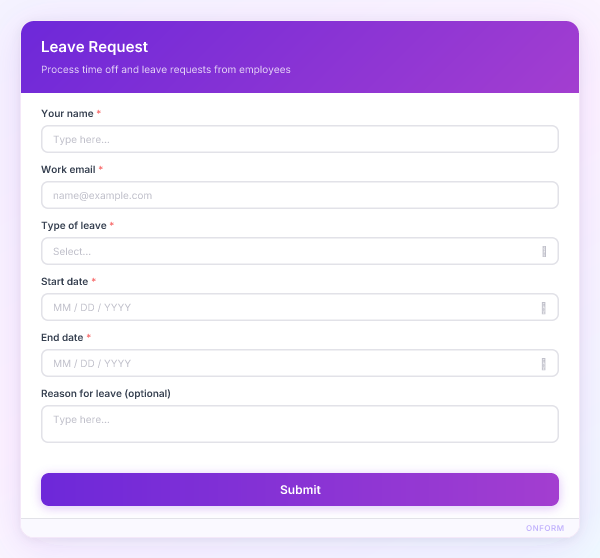 Leave Request preview