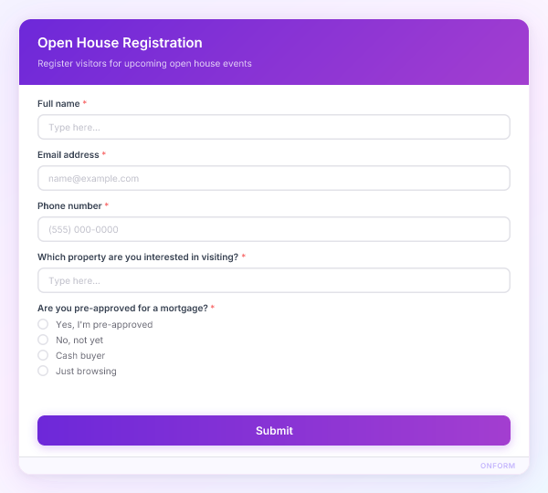 Open House Registration preview