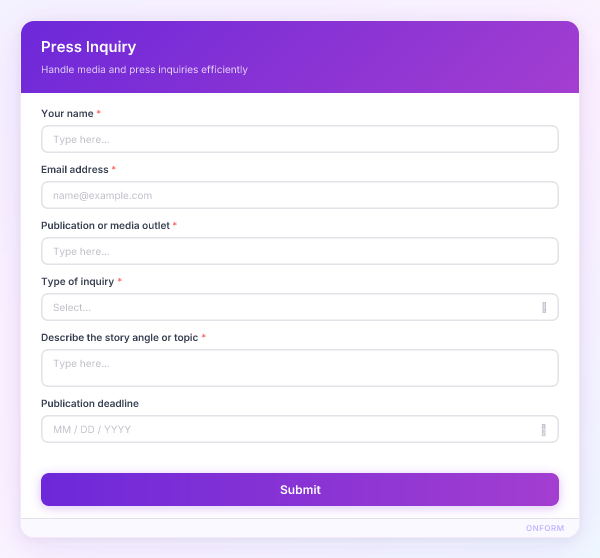 Press Inquiry preview