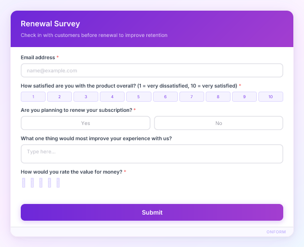Renewal Survey preview