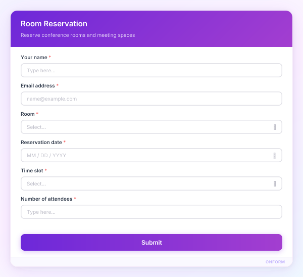 Room Reservation preview