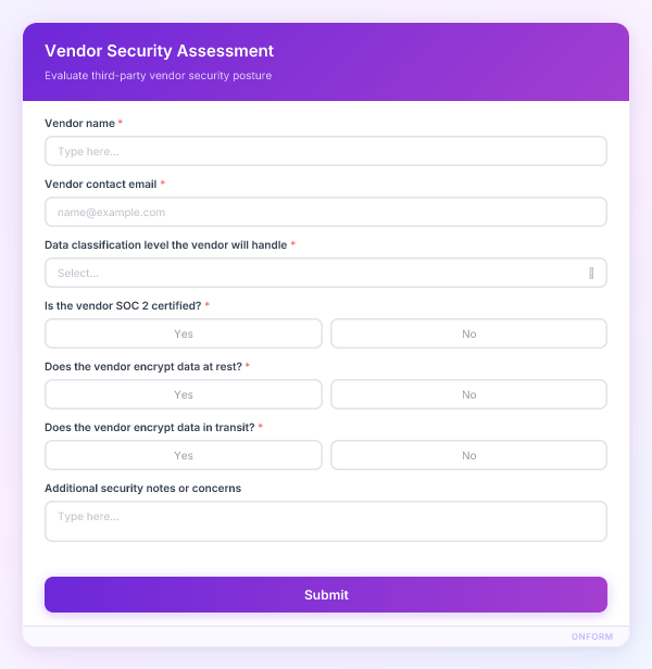 Vendor Security Assessment preview